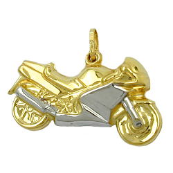 Pendant 28mm motorcycle bicolor 9Kt GOLD