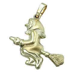 Pendant 20x22mm witch matt-shiny 9Kt GOLD