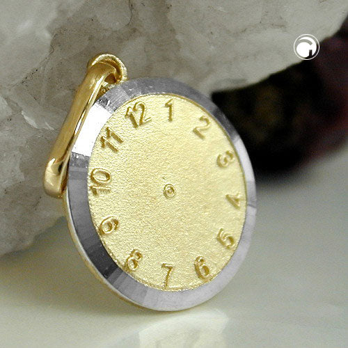 Pendant 12.4mm bicolor rhodium-plated 9K GOLD