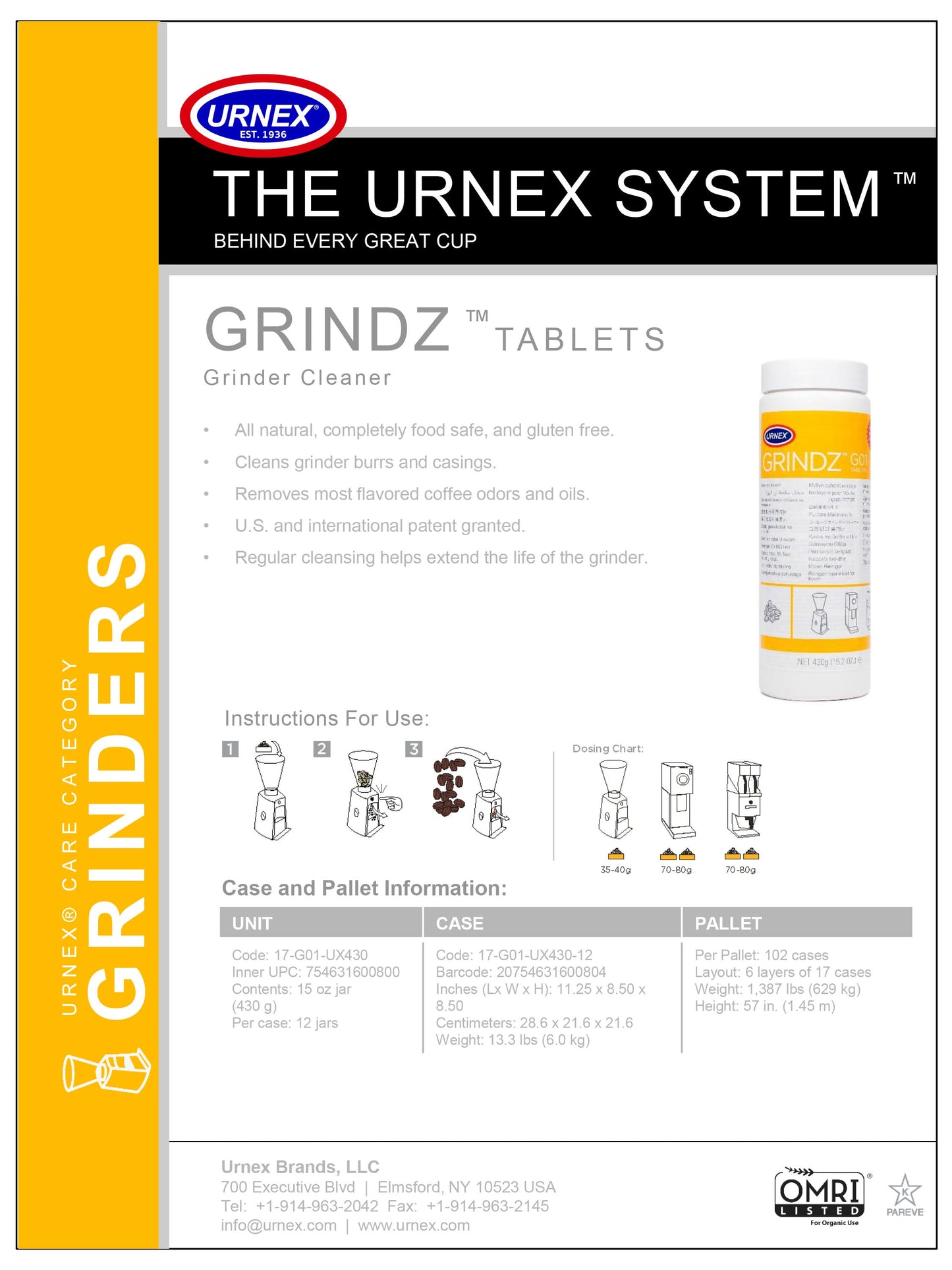 Urnex Grindz™ Grinder Cleaner – 430g