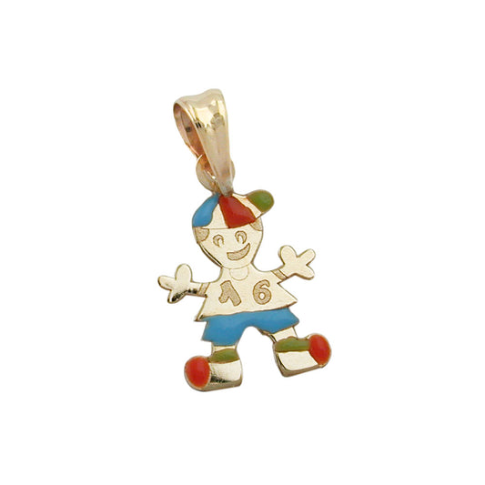 Pendant 14x10mm boy colored enameled 9Kt GOLD