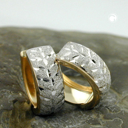 Creole 12x5mm folding hinge bicolor diamond-coated 9K GOLD