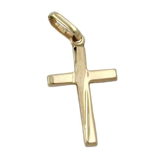 Pendant 22x13mm cross matt-shiny 9Kt GOLD