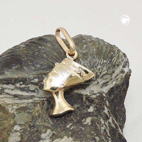 Pendant 15x10x2.5mm Nefertiti shiny 9K GOLD