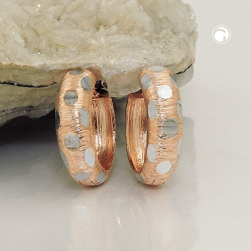 Creole 15x5mm folding hinge bicolor rhodium-plated 9Kt red gold