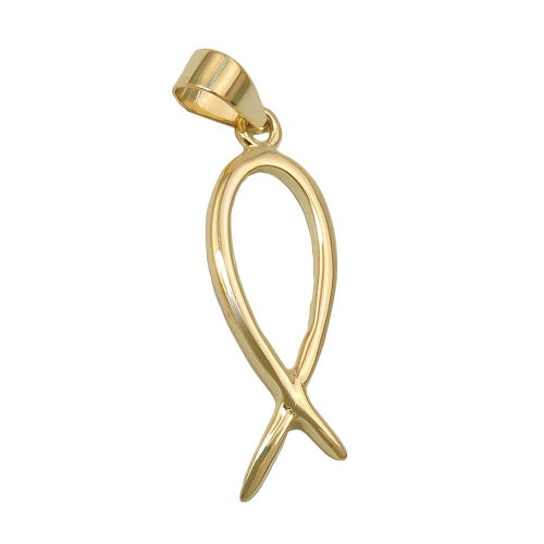 Hengiskraut 20x7mm trúartákn Jesús fiskur glansandi 9K gull