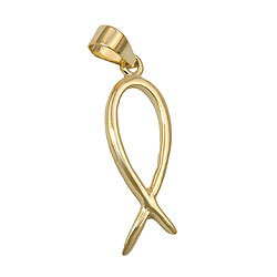 Hengiskraut 20x7mm trúartákn Jesús fiskur glansandi 9K gull