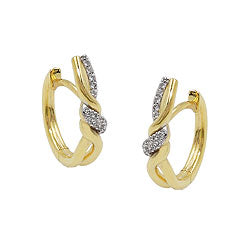 Creole Ohrringe 18x4mm Klappscharnier überkreuzt Zirkonias 9Kt GOLD