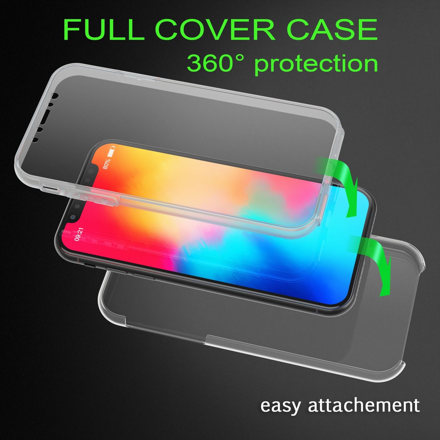 NALIA 360 Grad Handy Hülle für Apple iPhone X XS, Full Cover Case Rundum Bumper