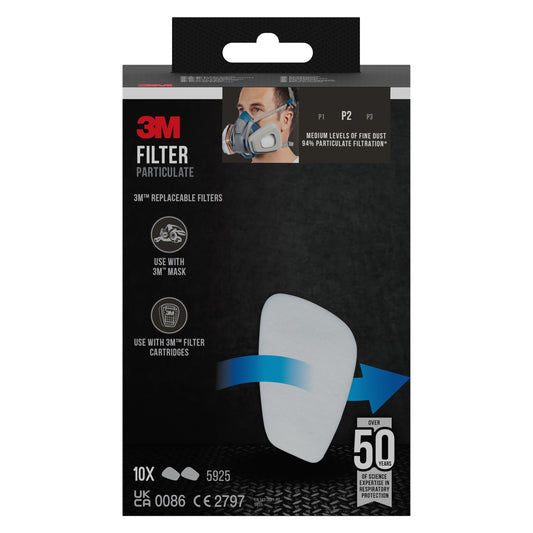 3M™ Partikelfilter 5925, P2, 10 Paar/Packung  | Packung (1 Stück)