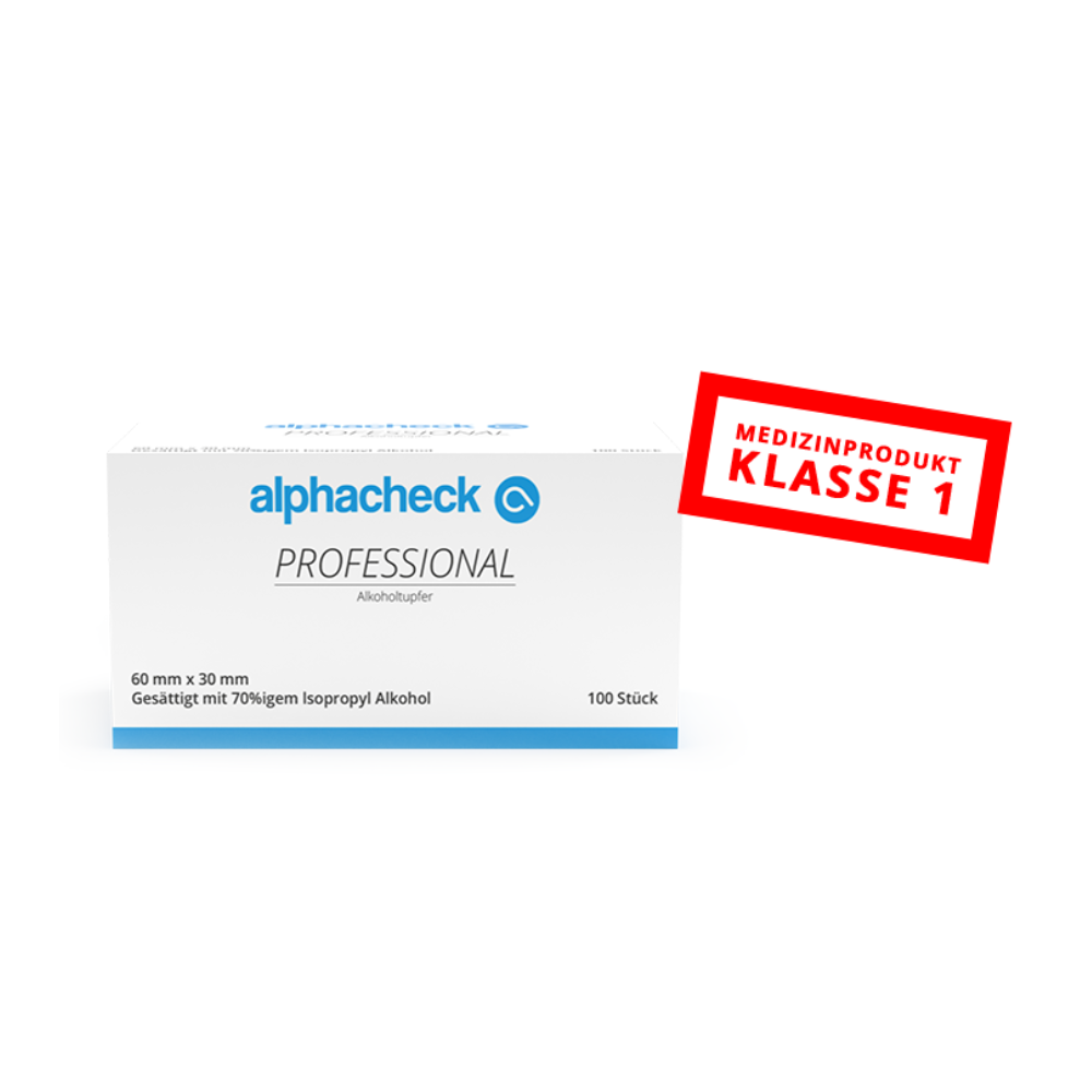 Alphacheck Professional Alkoholtupfer 3 x 6 cm | Packung (100 Stück)