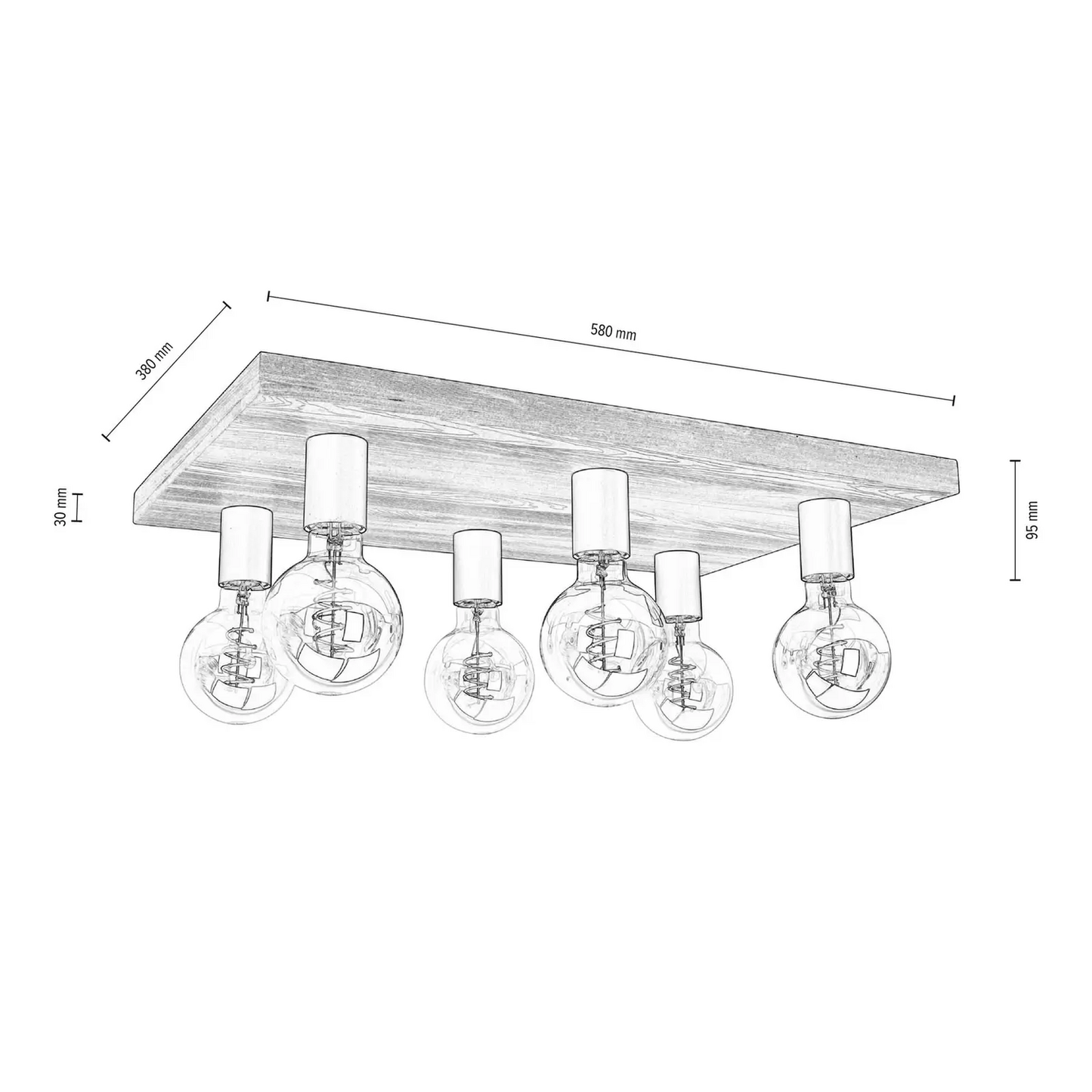 B-flokks Envostar Lobo loftlampi, loftljós, lampi, ljósastæði, valhnetuáferð.