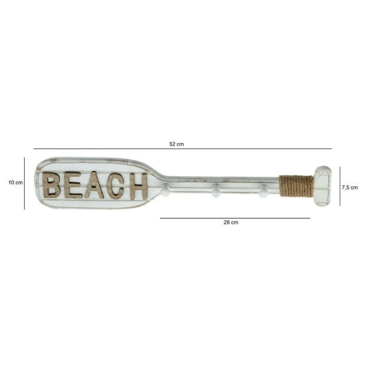 Paddel Hakenleiste 3 Haken weiß Holz Garderobe Dekopaddel Holzpaddel 52 cm BEACH