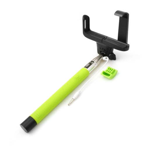 System-S Universal Monopod Selfiepod Selfiestick Telescopic Rod Holder (approx. 23.5 cm - 100 cm length) with ¾ screw and adapter (approx. 6 cm - 8.5 cm width) for selfies with remote shutter release green