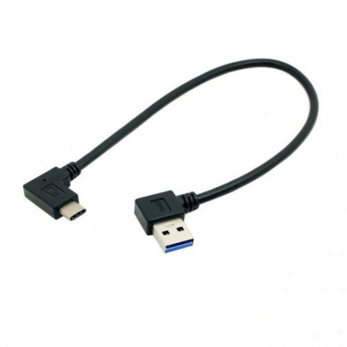 System-S USB 3.1 Type C (female) zu USB 3.0 Type A (female) 90° rechts gewinkelt Kabel Verlängerung 28 cm