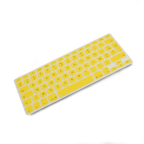 System-S sílikonlyklaborðshlíf AZERTY franskt lyklaborðshlíf fyrir MacBook Pro 13 tommu 15 tommu 17 tommu iMac MacBook Air 13 tommu í gulu