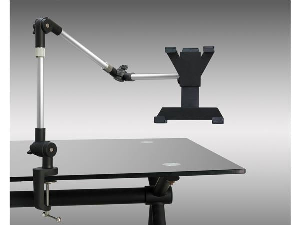 System-S borðfestingarhaldari með snúningsörmum, sveigjanlegum standi og borðklemma fyrir iPad Pro 12,9 tommu.