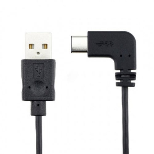 USB 3.1 Typ C 90° rechts gewinkelt Kabel Winkelstecker zu USB 2.0 A  Kabel 120 cm in Schwarz