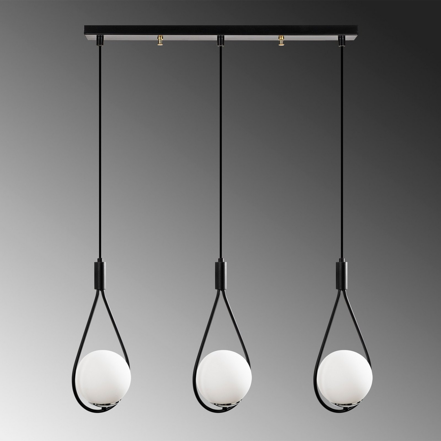 B-Ware Hängeleuchte Mudoni Mr 939 3 Flg. Linear Schwarz Opalglas Deckenlampe Lampe Spot