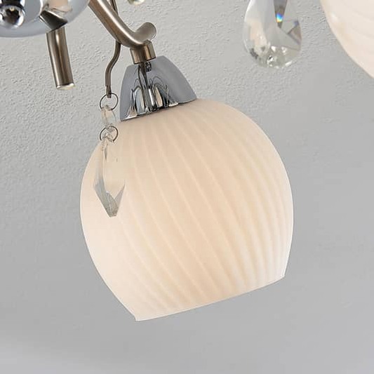 B-grade Lindby Feodora ceiling lamp, ceiling light, lamp, chandelier, white chrome 