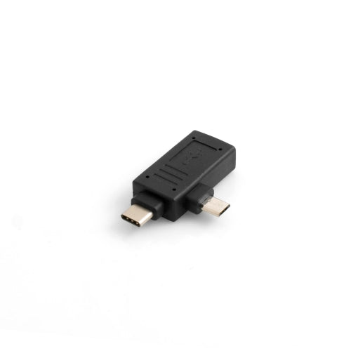 SYSTEM-S USB Type A 2.0 kvenkyns í Micro USB karlkyns og USB Type C 3.1 90° OTG Host USB tengi fyrir snjallsíma og spjaldtölvu. 