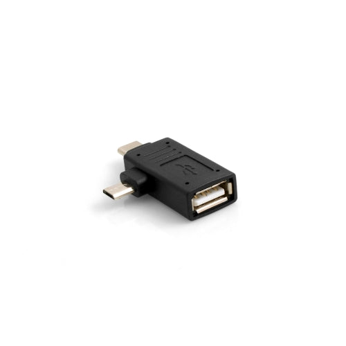 SYSTEM-S USB Type A 2.0 kvenkyns í Micro USB karlkyns og USB Type C 3.1 90° OTG Host USB tengi fyrir snjallsíma og spjaldtölvu. 
