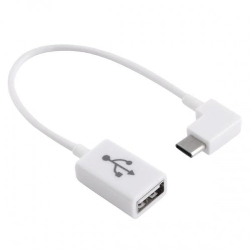 SYSTEM-S USB 3.1 snúra 18 cm Tegund C karlkyns í 2.0 A kvenkyns, hvít, vinklaður