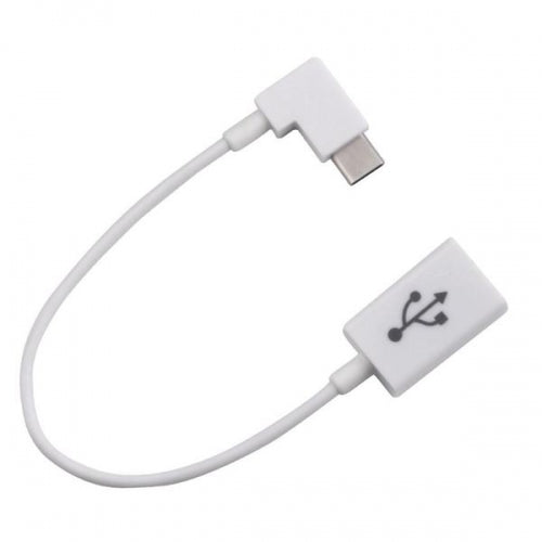 SYSTEM-S USB 3.1 snúra 18 cm Tegund C karlkyns í 2.0 A kvenkyns, hvít, vinklaður