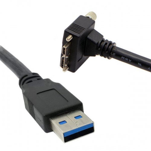 SYSTEM-S USB 3.0 A (male) zu Micro USB 3.0 (male) Aufwärts gewinkelt 120cm high speed Datenkabel Ladekabel mit Feststellschraube für Nikon D800 D800E D810