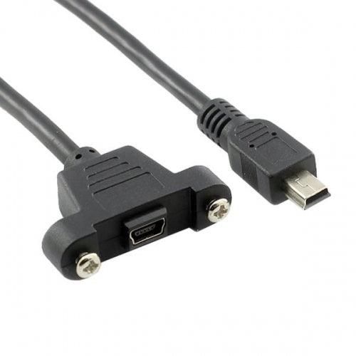 SYSTEM-S Mini USB Panel Mount Mini USB Stecker zu Mini USB Buchse mit Screw Nuts 50cm