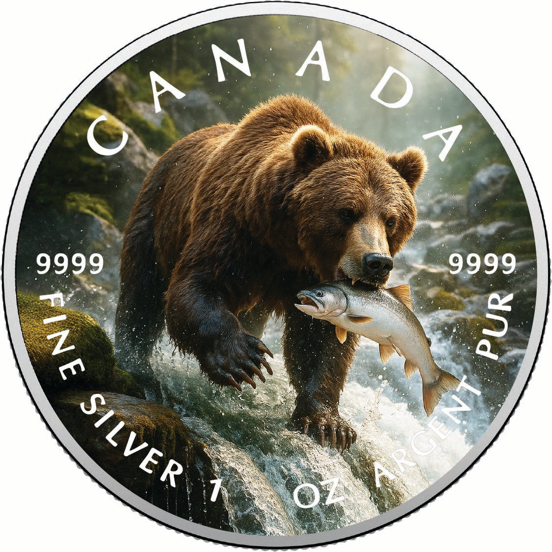 2025 Canada 1oz 9999 Silver BU Master of the River Hunt Colourized