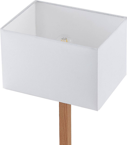 B-Ware Lucande Heily Tischleuchte Holz Eckig Weiß Tischlampe Lampe Leuchte Spot Licht