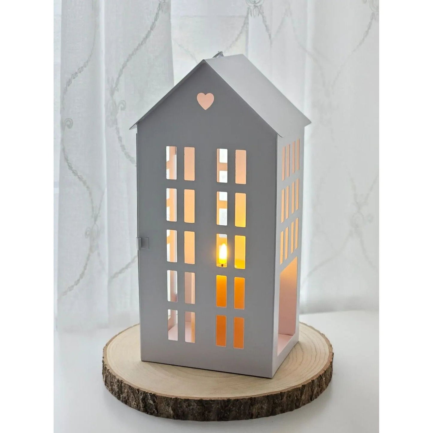 3 Laternenhäuser Windlicht Laternen Häuser Laterne Haus Metall weiß 3er SET