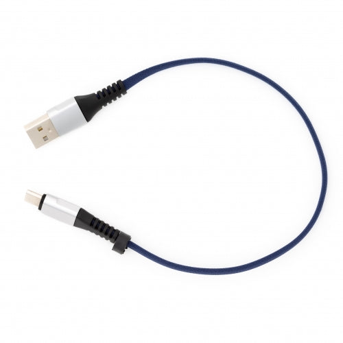 System-S USB Type C 3.1 cable to USB Type A 2.0 90° angled in blue 29 cm 
