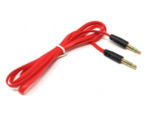 SYSTEM-S 3.5mm jack to 3.5mm jack AUX stereo plug flat cable 200 cm 3-pin red