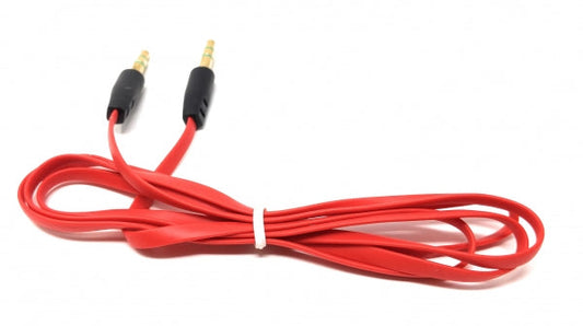 SYSTEM-S 3.5mm jack to 3.5mm jack AUX stereo plug flat cable 200 cm 3-pin red