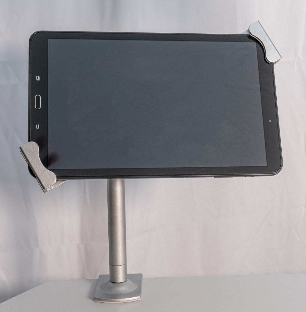 SYSTEM-S table mount with lock fastening metal in grey for tablets from 9" to 13"