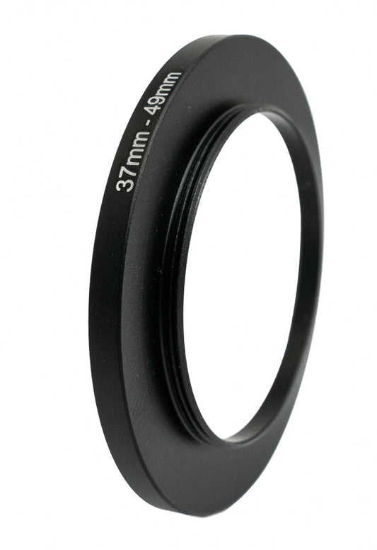 SYSTEM-S Objektiv Adapter 37 mm Gewinde zu 49 mm Step Up Ring in Schwarz für Filter
