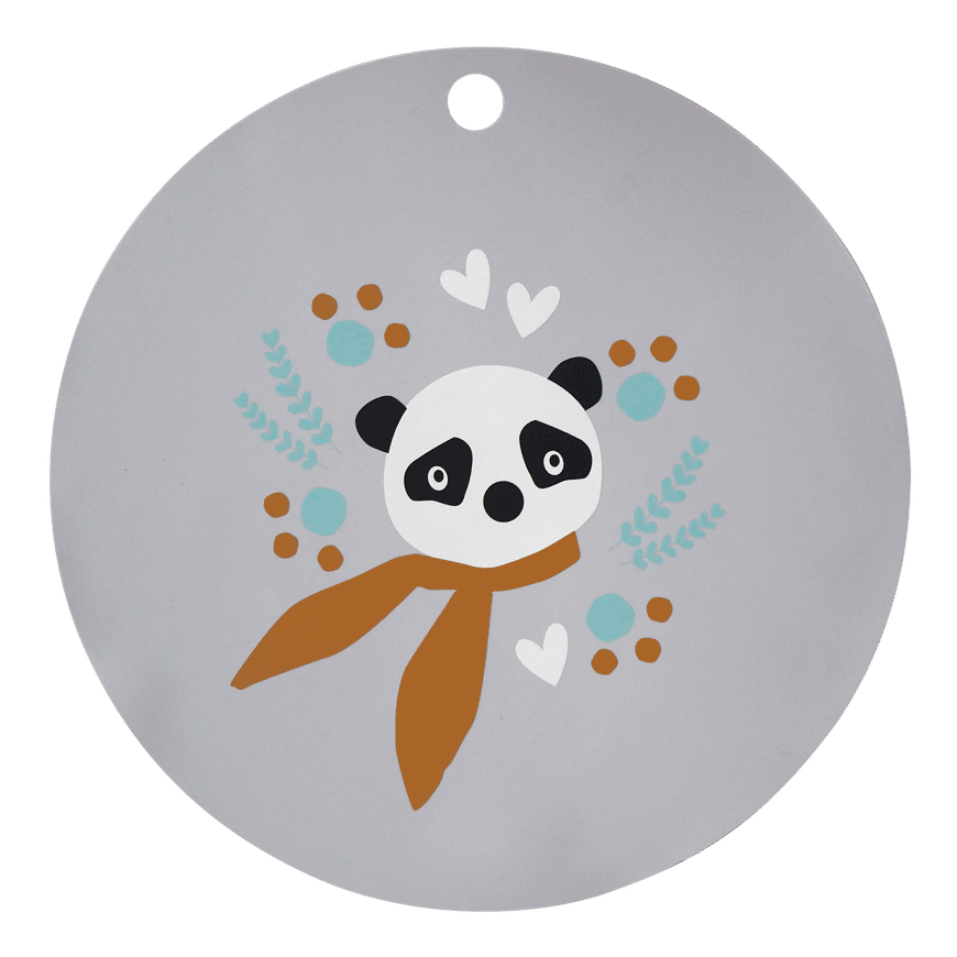 B-grade Kikadu silicone placemat, panda design, silver-grey, baby accessory, 2 pieces