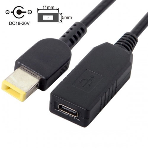 SYSTEM-S USB 3.1 snúra 23 cm Type C kvenkyns í rétthyrndan 11,0 x 5,0 mm karlkyns
