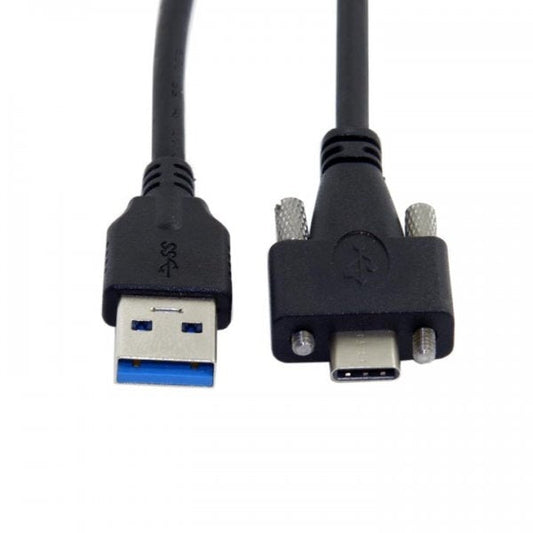 SYSTEM-S USB 3.1 Kabel 5 m Typ C Stecker zu 3.0 Typ A Stecker Schraube in Schwarz