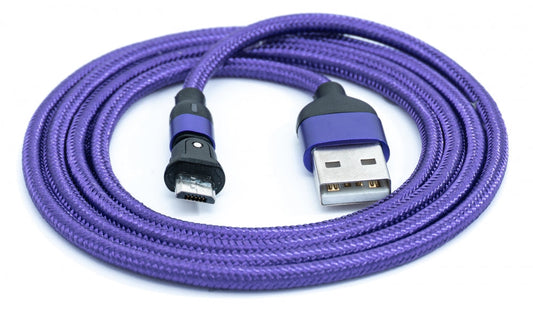 SYSTEM-S USB 2.0 Kabel 1 m Micro Stecker zu 2.0 A Buchse 180° Winkel in Lila