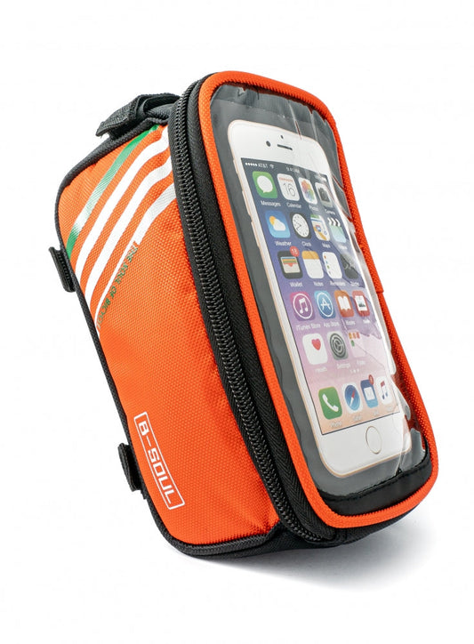 SYSTEM-S Fahrrad Tasche Halterung in Orange Befestigung für Smartphone