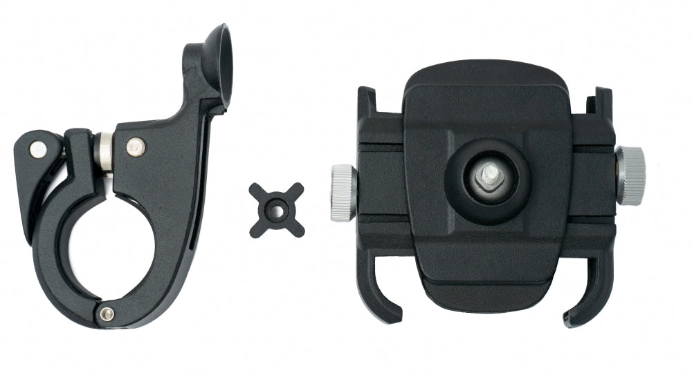 Bicycle mount attachment made of metal in black for smartphones up to 8.3 cm 