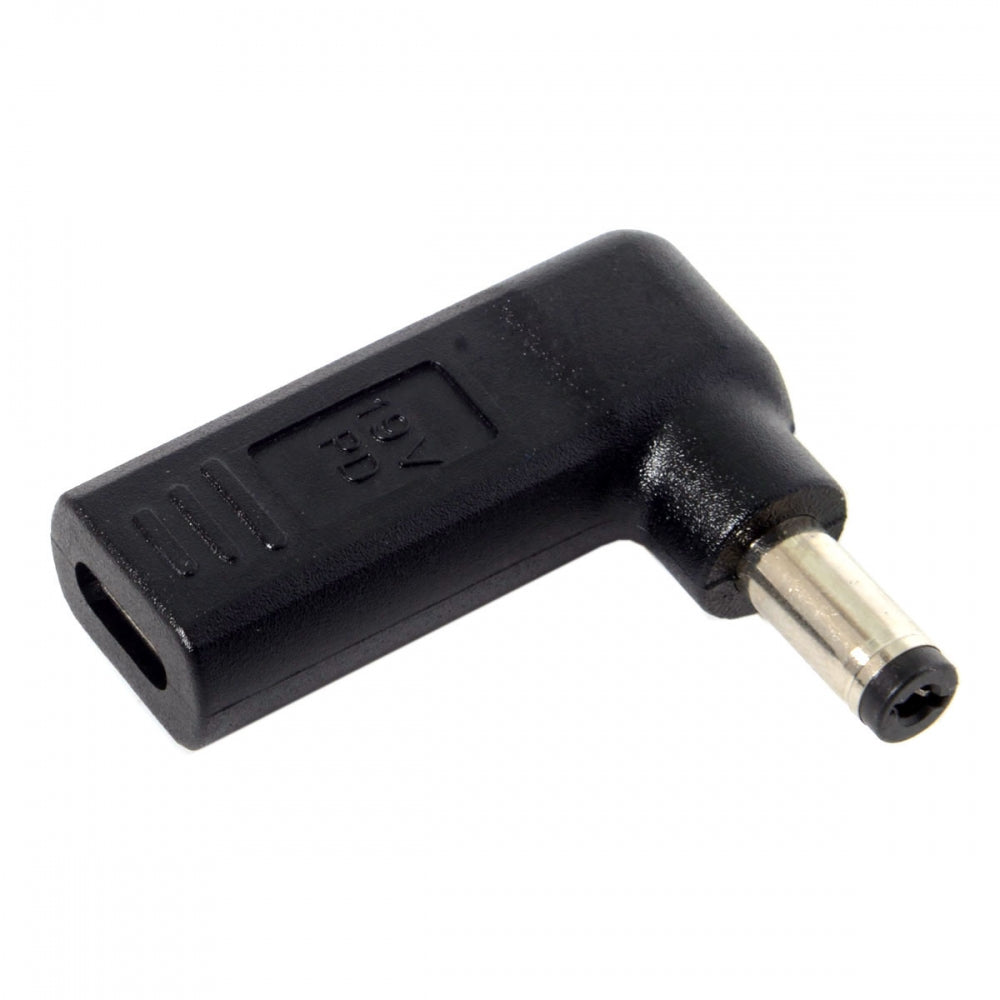 SYSTEM-S USB 3.1 millistykki af gerð C kvenkyns í DC 20V 5,5 x 2,1 mm karlkyns hornsnúra
