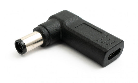 SYSTEM-S USB 3.1 millistykki Tegund C kvenkyns í DC 20V 7,4 x 5,0 mm karlkyns vinklaður kapall, svartur