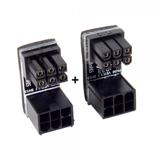 2x ATX adapter 6-pin female to male angle cable for mainboard