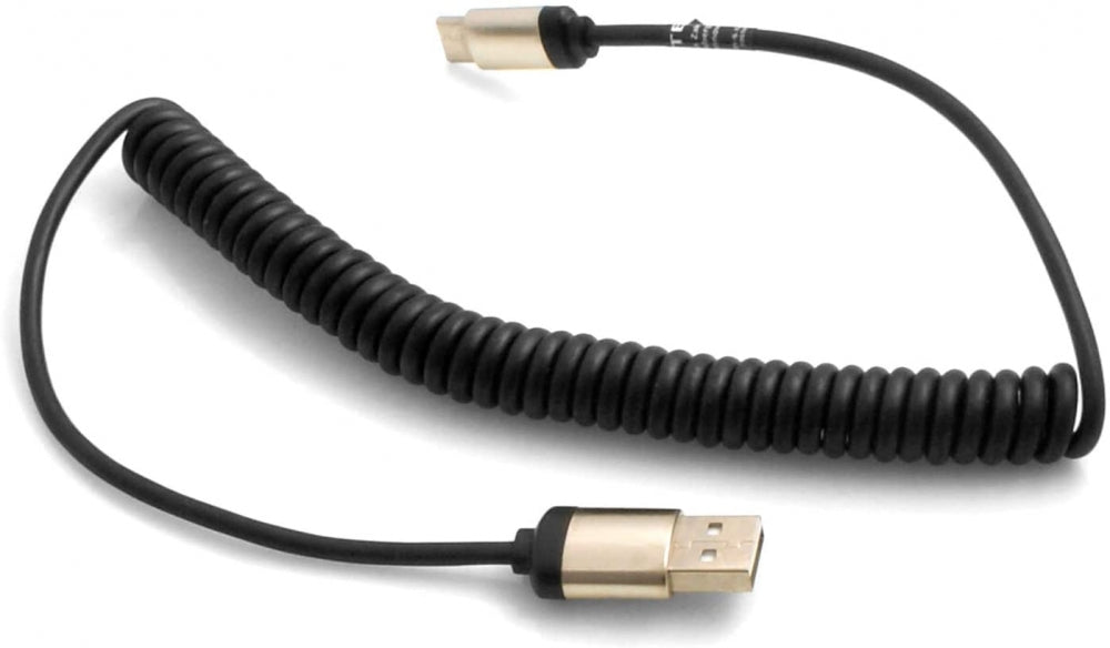 SYSTEM-S USB Type C 3.1 (Male) to USB A 2.0 (Male) Cable 50-100 cm Stretchable Coiled Cable