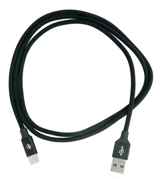 SYSTEM-S USB 3.1 Kabel 1 m Typ C Stecker zu 3.0 Typ A Stecker geflochten Schwarz