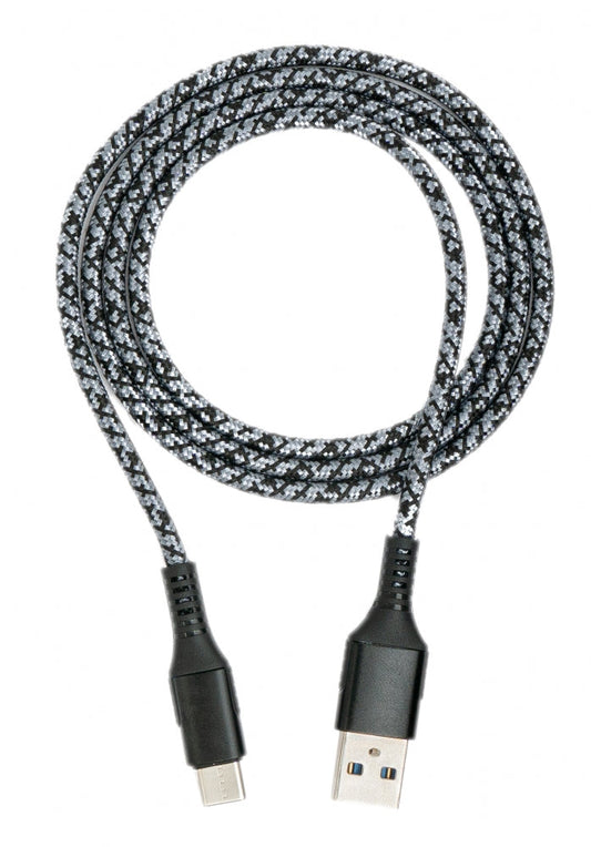 SYSTEM-S USB 3.1 Kabel 1 m Typ C Stecker zu 3.0 Typ A Stecker geflochten Schwarz